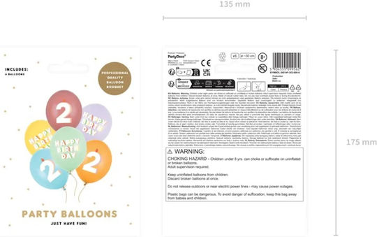 Satz 6 Luftballons Nummern 2 Latex Himmelblau 30cm