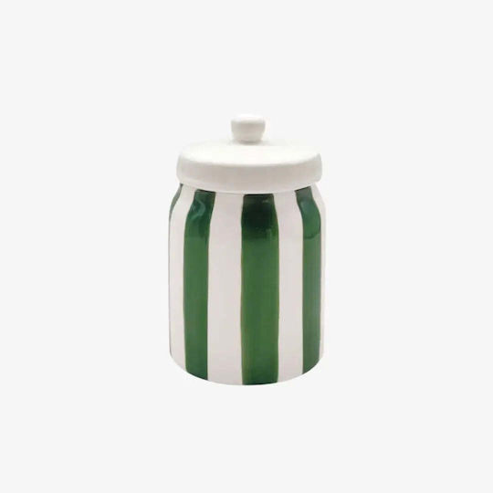 Vază De Depozitare Ceramică Cu Capac Cu Textură În Dungi Pgst0070
