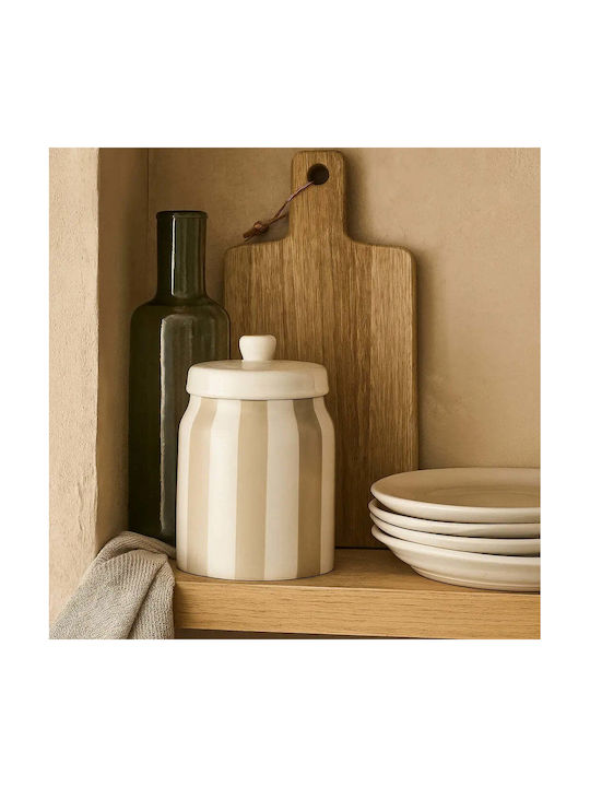 Striped Ceramic Storage Vase with Lid & Striped Texture Pgst0069