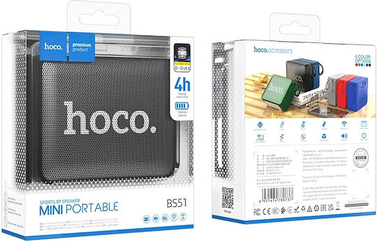 Hoco BS51 Gold Brick Ηχείο Bluetooth 5W με Ραδιόφωνο και Διάρκεια Μπαταρίας έως 4 ώρες Μαύρο
