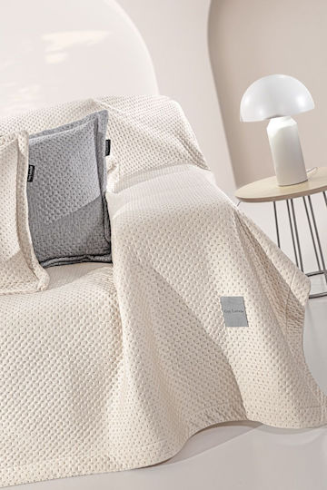 Guy Laroche Cooling Ριχτάρι Τετραθέσιου Καναπέ Suede 170x350εκ. Natural
