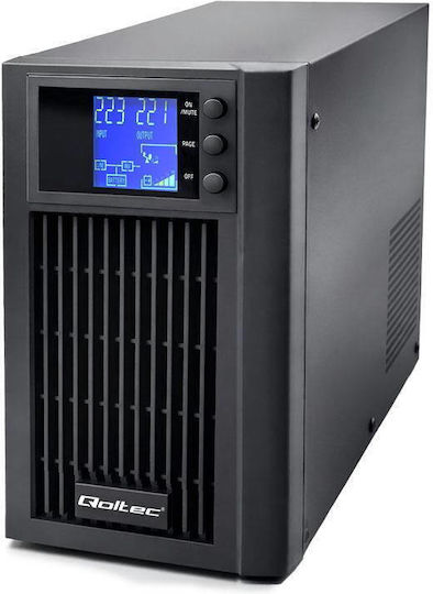 Qoltec 52642 UPS On-Line 3000VA 2400W mit 2 Schuko Steckdosen