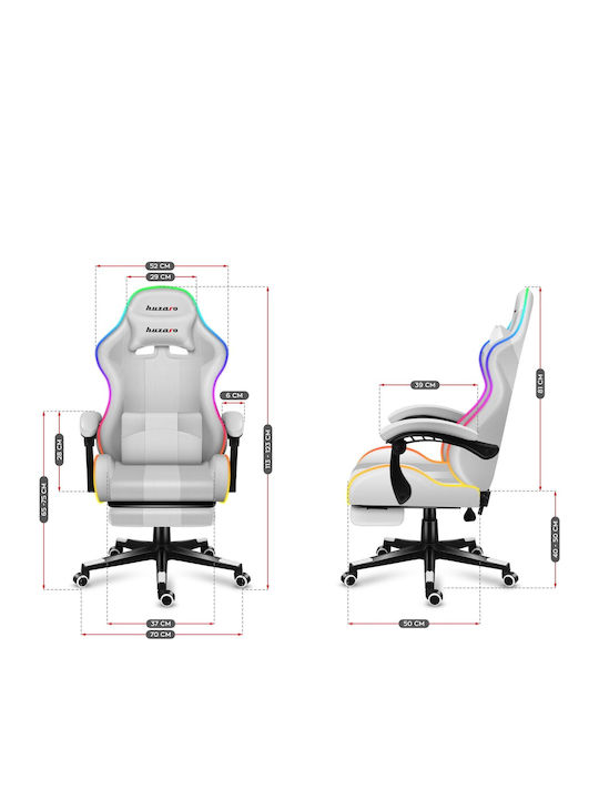 Huzaro Force 4.7 Fabric Gaming Chair with RGB Lighting and Footrest White