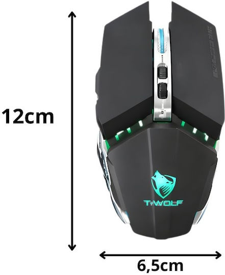 T-Wolf Q15 Ασύρματο Gaming Ποντίκι Star Black