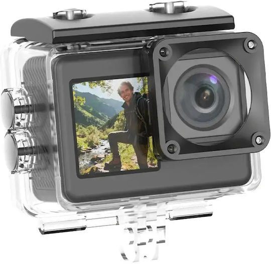 Lamtech Eis Dual Screen 128GB Action Camera 8K with 1.3" Touch Screen and Wi-Fi Black