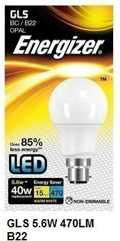 Energizer LED Bulb 5.6W for Socket E27 Warm White 470lm