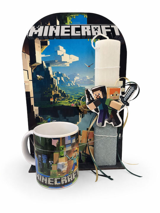 Λαμπάδα Κούπα & Λαμπάδα Minecraft Πλακέ Αρωματική Λευκή