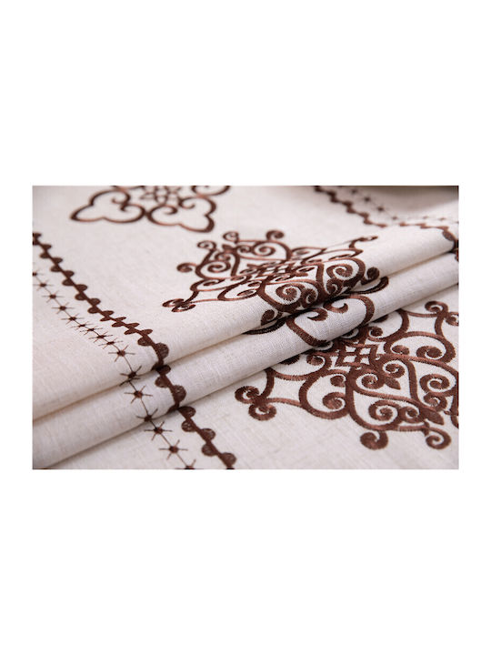 FRIPIA Față De Masă Din In Cu Broderie Maro 140x220 Cm