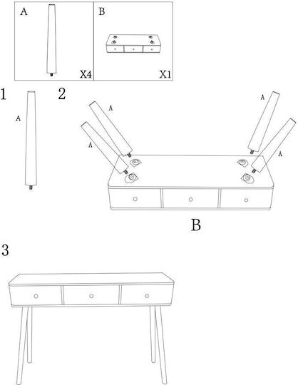 Wooden Console Ecru L108xW77xH30cm