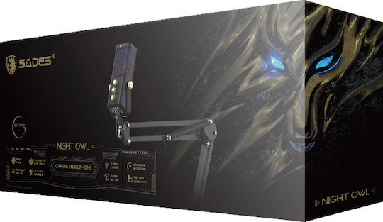 Sades Night Owl Dynamisches Mikrofon mit USB Typ-C Desktop, Schwanenhals