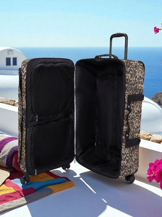 Kipling Spontaneous L Голям Куфар За Пътуване Wild Leopard С 4 Колела Височина 78см