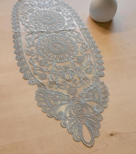 Linea Home Trevi Grau 120x120cm Linea Home Tischdecke mit Spitze 5 Stück