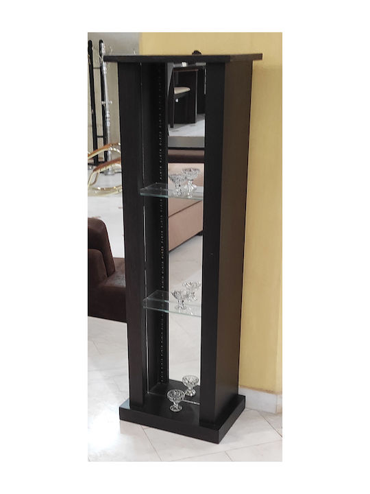 Living Room Display Cabinet from Particle Board with Glass and Lighting Brown 35x25x110cm