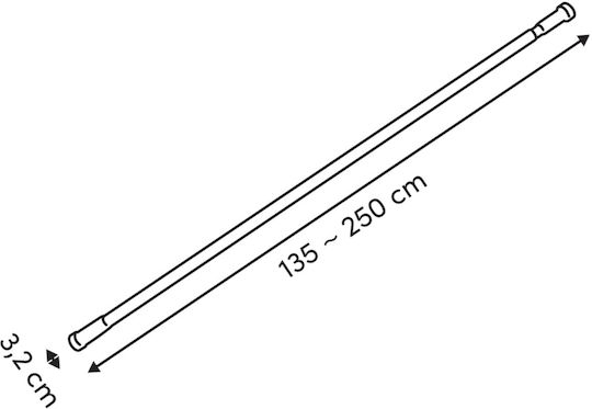 5Five Teleskopische Duschvorhangstange Gerade mit Saugnapf aus Edelstahl Schwarz Φ32mm 135-250cm