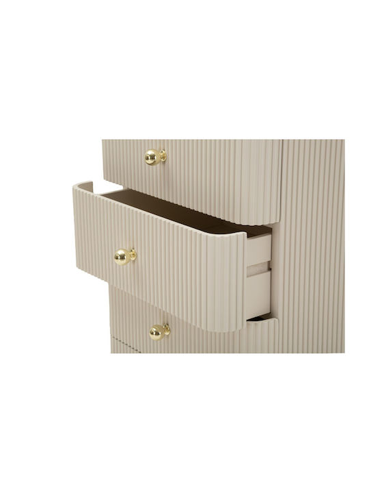 Wooden Bedroom Chest of Drawers with 5 Drawers Ecru 37.5x34x89cm