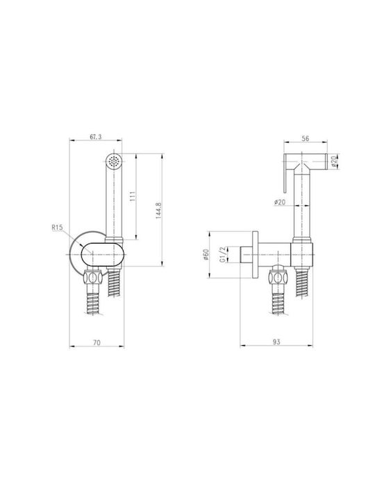 Interflex Επιτοίχια Μπαταρία Μπιντέ Χρυσή