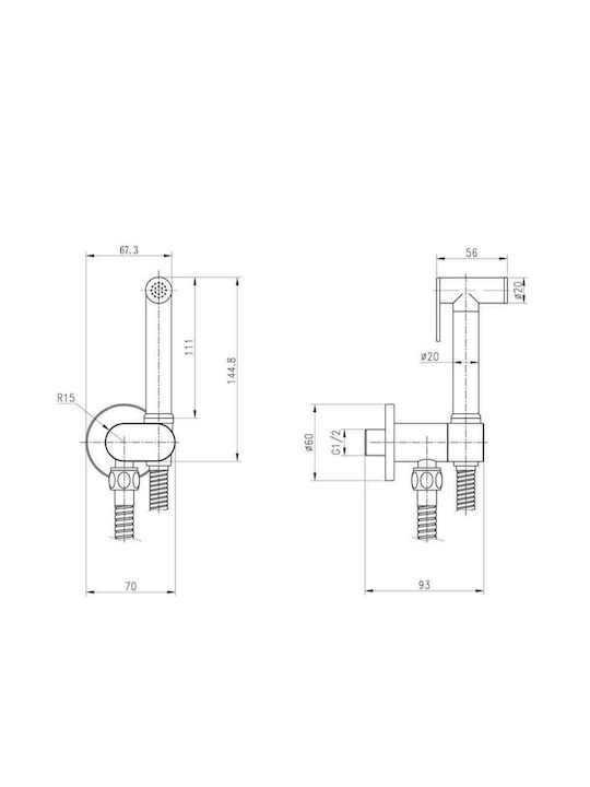 Interflex Επιτοίχια Μπαταρία Μπιντέ Ασημί