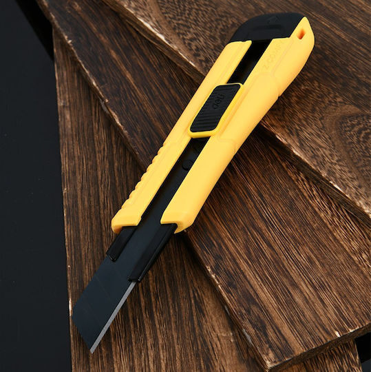 Deli Safety Cutting Knife with Plastic Body and 18mm Blade Width Yellow