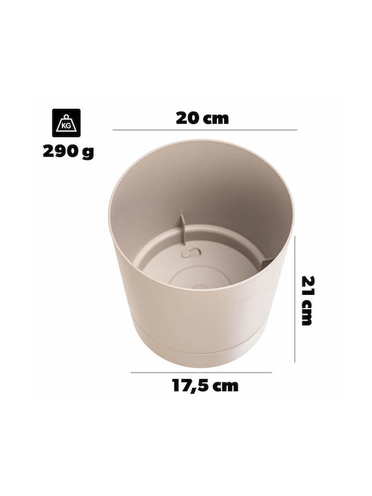Kadax Kadax Kunststoff Blumentopf Beige mit Untersetzer 20x20cm