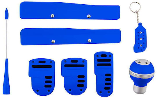 Autoline Tunning Kit Σετ Πεταλιέρες & Λεβιές Αυτοκινήτου Universal Μπλε 5τμχ 11183-blue
