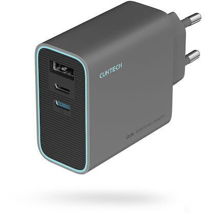 Cuktech Φορτιστής Χωρίς Καλώδιο GaN με Θύρα USB-A και 2 Θύρες USB-C 65W Γκρι