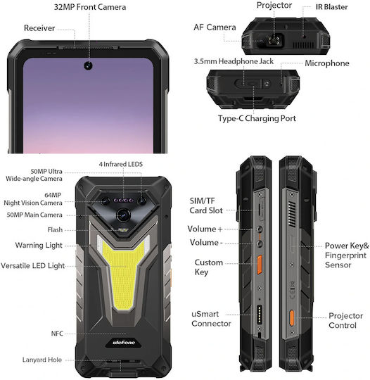 Ulefone Armor 34 Pro+ 5G Dual SIM (16GB/512GB) Robustes SmartPhone Pulse Schwarz