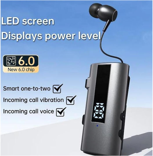 K92 In-ear Bluetooth Handsfree Earphone Lapel Silver