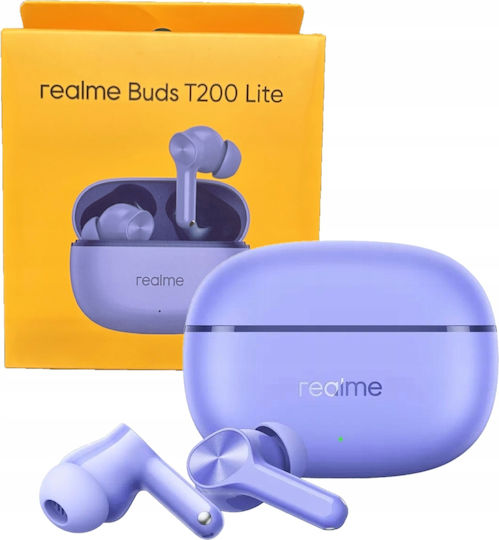 Realme Buds T200 Lite Bluetooth Handsfree Ακουστικά με Αντοχή στον Ιδρώτα και Θήκη Φόρτισης Μωβ