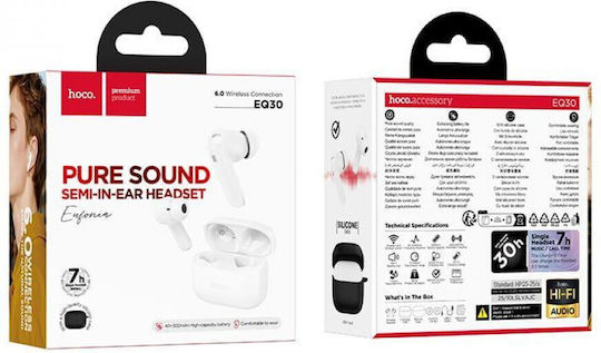 Hoco EQ30 In-ear Bluetooth Handsfree Earphones with Charging Case White