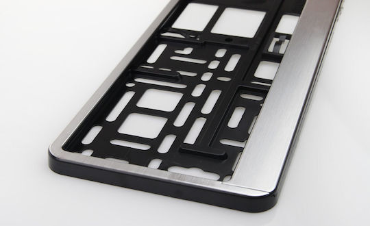 AMiO Car License Plate Frame Metallic 52.5 x 13.5cm Chromium 1pcs