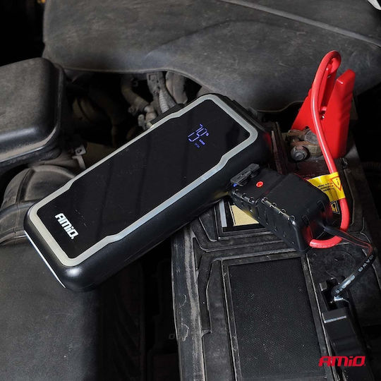 AMiO Tragbarer Batterie-Starter Auto & Motorrad 12000mAh mit Power Bank USB Taschenlampe 12V