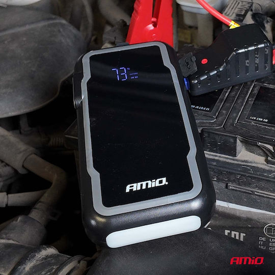 AMiO Tragbarer Batterie-Starter Auto & Motorrad 12000mAh mit Power Bank USB Taschenlampe 12V