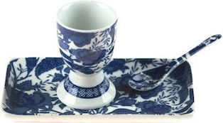 Atmosphera Blue Leaves Αυγοθήκη από Πορσελάνη 3τμχ