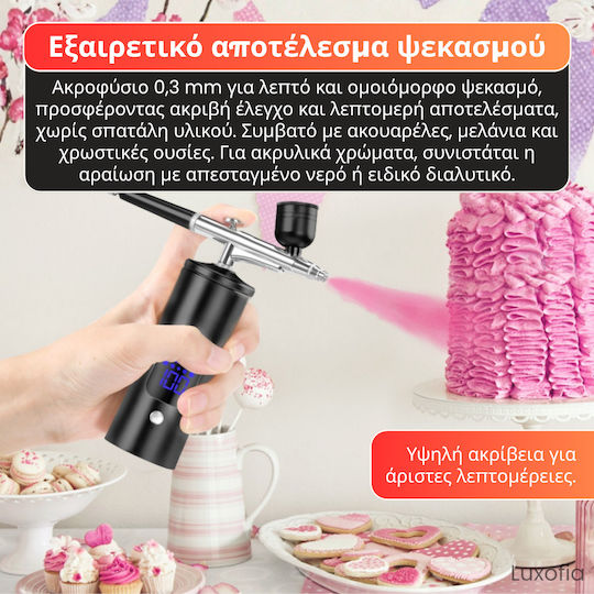 Aerograf Airbrush cu Recipient 40ml și Compresor Duza 0.3mm Presiune 2.6bar cu Baterie Set