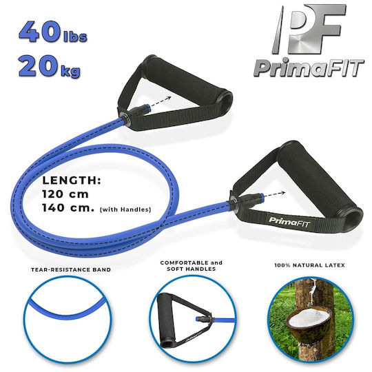 PrimaFit Λάστιχο Γυμναστικής Σωληνωτό με Λαβές Μπλε