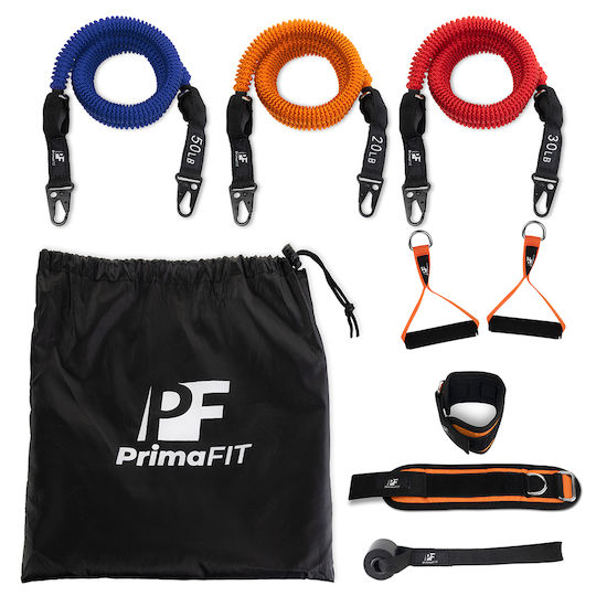PrimaFit Σωληνωτά Λάστιχα Γυμναστικής με Λαβές Σετ 3τμχ