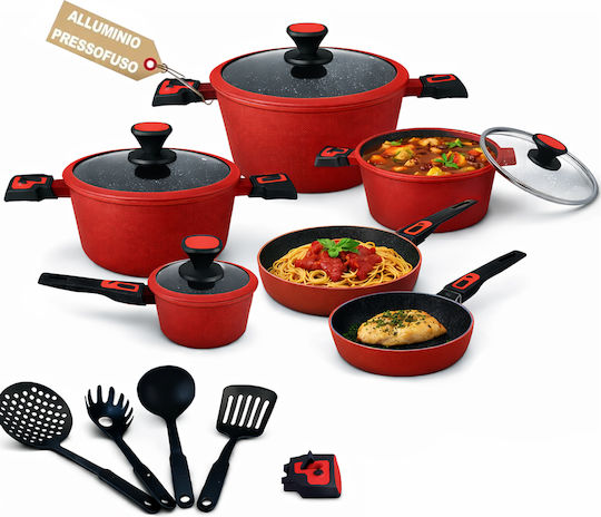 Bakaji Bakaji Cookware Set of 24 Pieces Made of Cast Aluminum with Non-stick Interior Coating