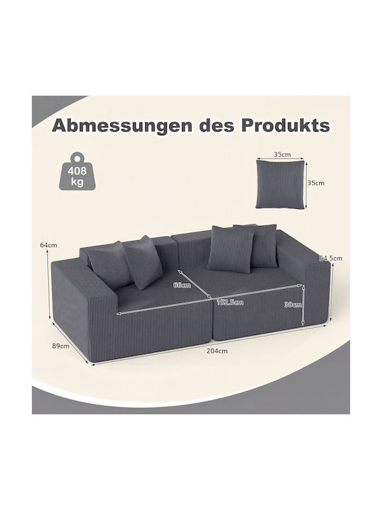 Doppelsitzer Sofa Grau 204x89x64cm