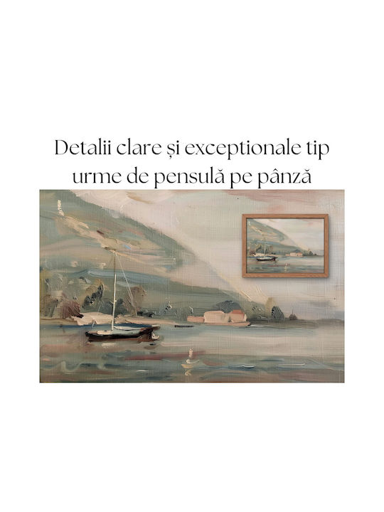 Set Minimalist Posters Frames Unframed Printed On Photographic Paper Nature Motifs Moon Between Clouds Boat On Lake Living Room Bedroom Kitchen 3 X 21 X 30 Cm