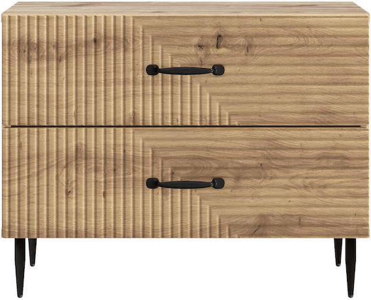 Nachttisch Holz mit Metallfüßen Braun 62x34.5x47.5cm