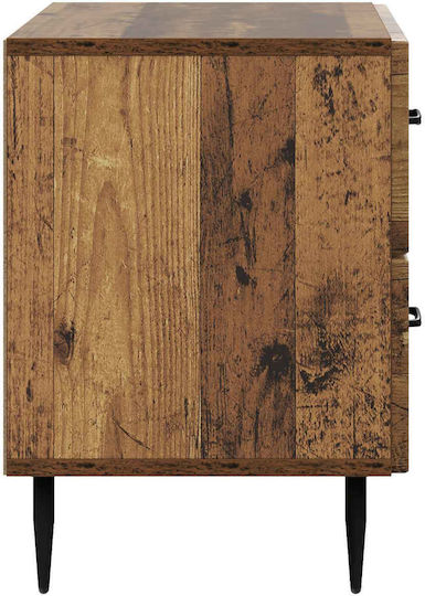 Wooden Bedside Table with Black Metal Legs 62x34.5x47.5cm