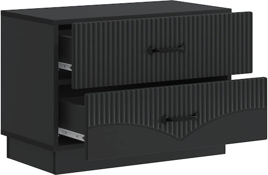 Нощно Шкафче Дървено Черно 62x34.5x44.5см