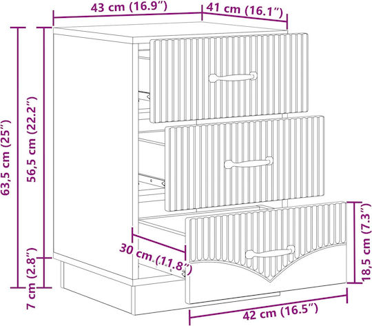 Нощно Шкафче Дървено Кафяво 43x41x63.5см