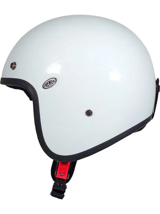 Premier U8 Classic White Gloss Motorcycle Helmet Jet ECE 22.06