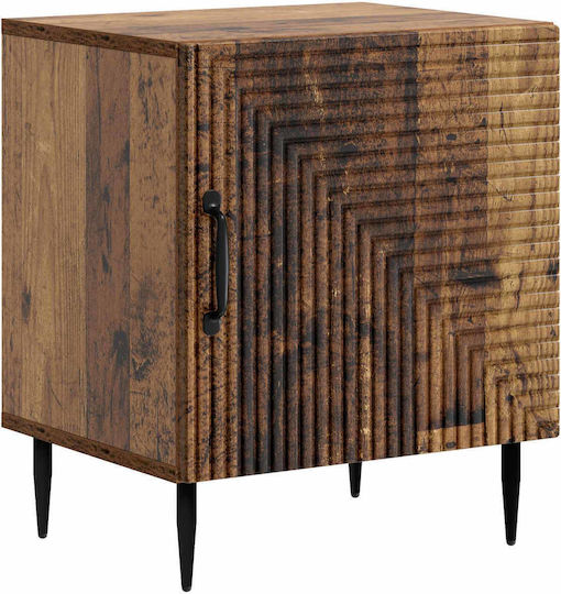 Wooden Bedside Tables With Metal Legs Brown 2 Pieces 43x34.5x50cm