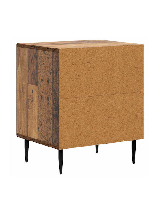 Wooden Bedside Tables With Metal Legs Brown 2 Pieces 43x34.5x50cm