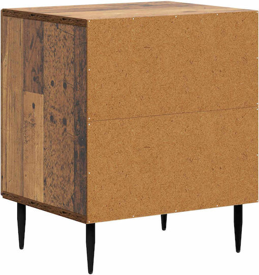 Wooden Bedside Tables With Metal Legs Brown 2 Pieces 43x34.5x50cm
