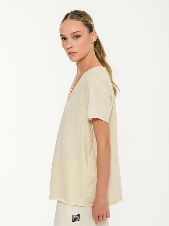 BodyTalk Women's T-shirt with V-Neck Ecru