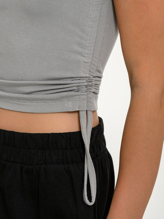 Women's Sports Crop Sleeveless Grey Top