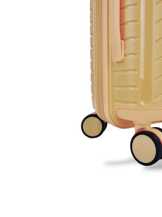 Stelxis Medium Hard Yellow Travel Suitcase with 4 Wheels Height 66cm